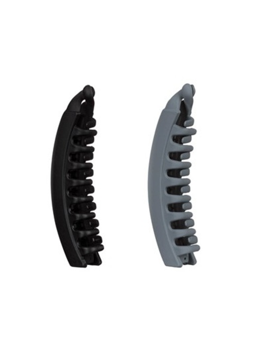 Clame Par tip Banana Gri Neagra Mat pentru Femei 12.5 cm - 2buc