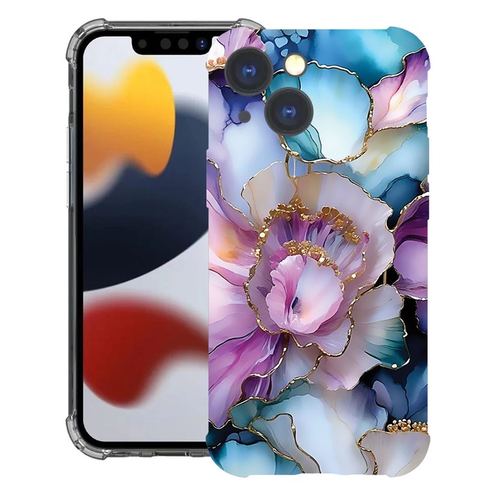 BestCase® Ütésálló tok Apple iPhone 14-gyel kompatibilis, Virágos - Esztétikus Orchidea, 1399704 AS 2060