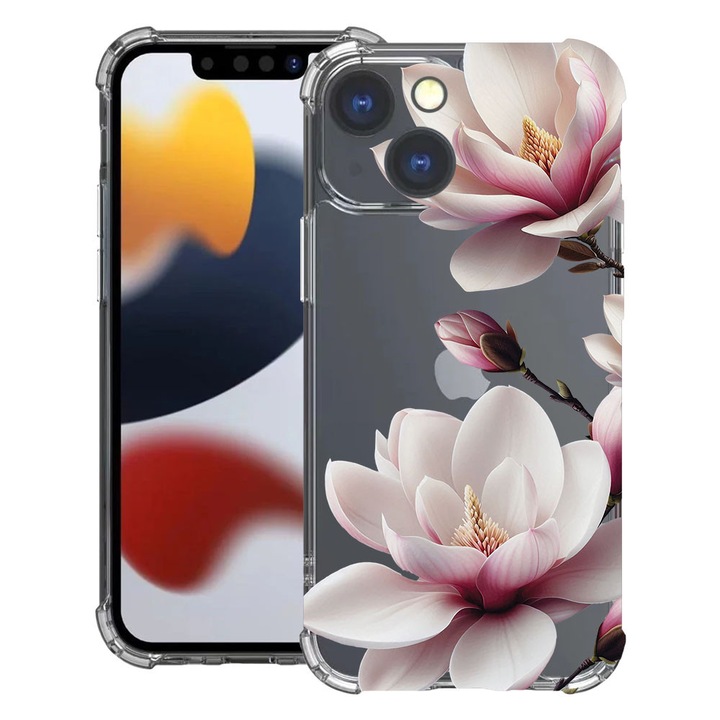 BestCase® Ütésálló tok Kompatibilis Apple iPhone 14, Virágos - Rózsaszín Magnólia, 1399704 AS 2051