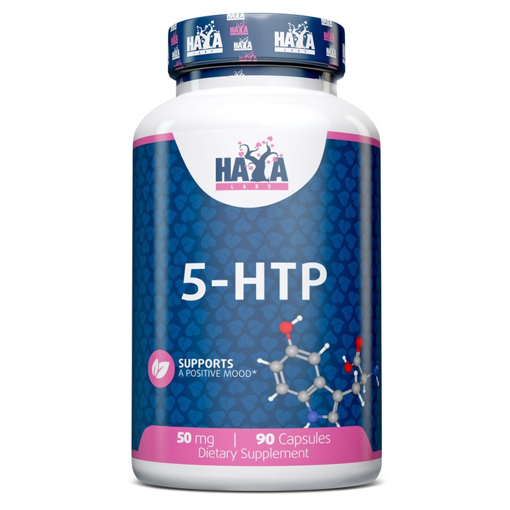 Supliment alimentar pentru stare mentala, somn si controlul stresului, Haya Labs, 5-Htp, 90 Capsule