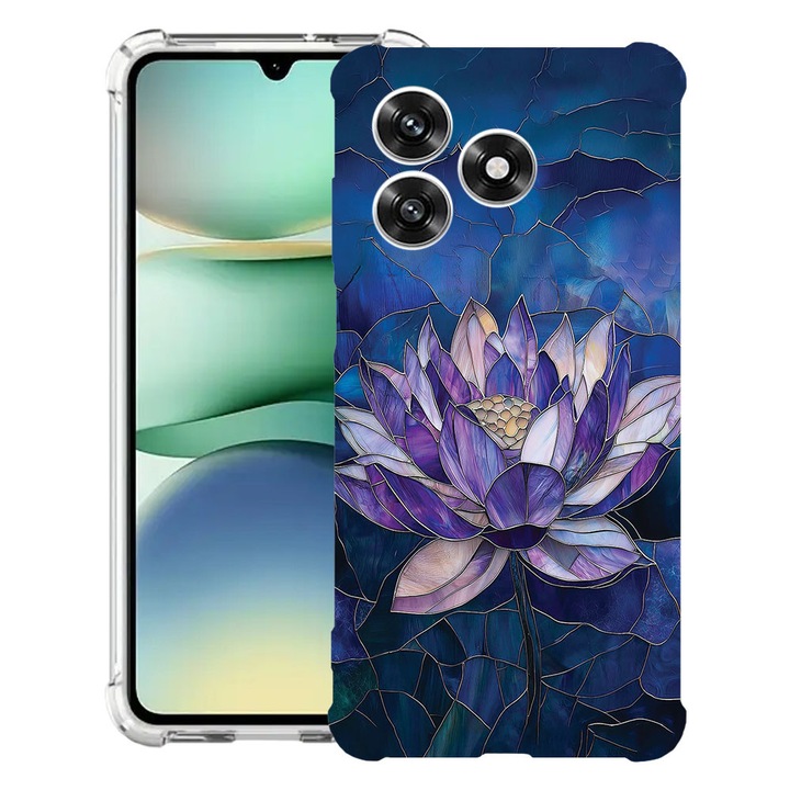 Intelli® Husa Anti Shock Compatibila cu Honor 600 Lite, Floral - Stained Glass Lotus, Protectie Camera, Rezistenta la uzura, 3145732 AS 2071