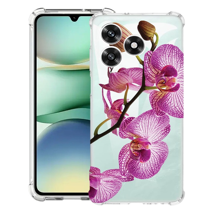 Intelli® Husa Anti Shock Compatibila cu Honor 600 Lite, Floral - Pink Orchid, Protectie Camera, Rezistenta la uzura, 3145732 AS 2064