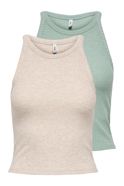 Only, Set de top-uri - 2 piese, Verde deschis/Bej deschis
