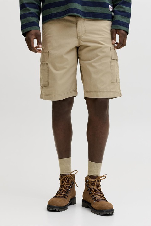 Jack & Jones, Pantaloni scurti cargo cu croiala lejera, Maro camel