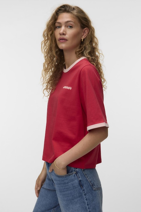 Vero Moda, Tricou lejer cu maneci cazute, Rosu