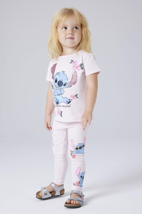 NAME IT, Tricou cu imprimeu Stitch, Roz pastel/Albastru stins
