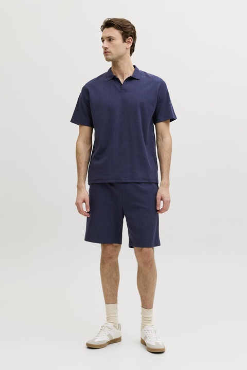 JJ REBEL, Tricou polo din amestec de bumbac, Bleumarin