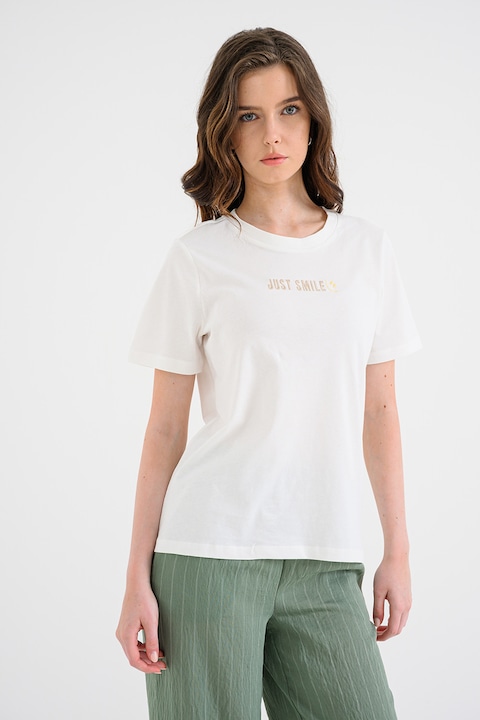 Vero Moda, Tricou lejer cu decolteu la baza gatului, Alb optic