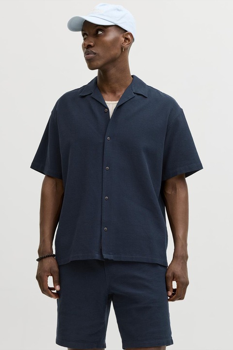 Jack & Jones, Camasa lejera cu maneci scurte, Bleumarin