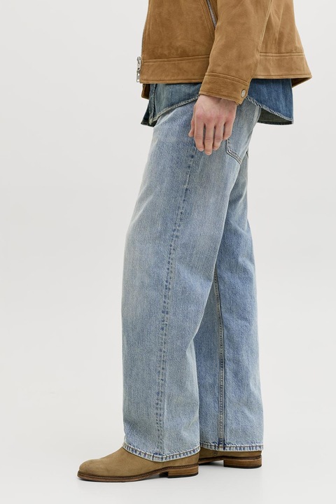 Jack & Jones, Blugi relaxed fit cu aspect decolorat, Albastru deschis melange