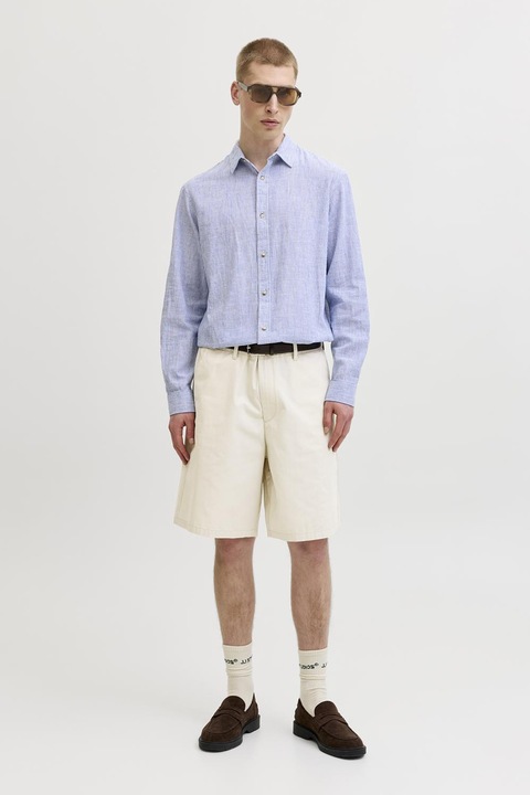 Jack & Jones, Bermude chino din bumbac Karl, Alb fildes, L