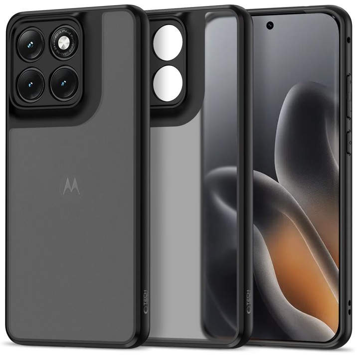 Калъф за телефон, съвместим с Motorola Edge 70 Fusion / Fusion+ - Tech-Protect Magmat - матов черен пластмасов заден калъф със силиконова рамка