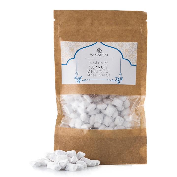 Tömjén/füstölő Yasmeen Arome orientale Athos, természetes gyantából, kézzel készített, fehér, 60 g