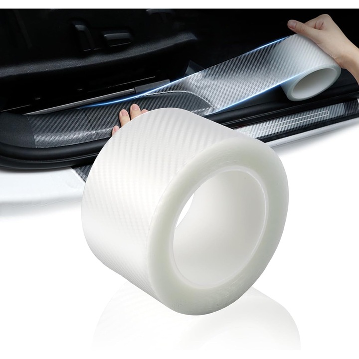 Protectie prag usa, 7 cm x 10 m, banda de protectie transparenta pentru pragurile usilor auto