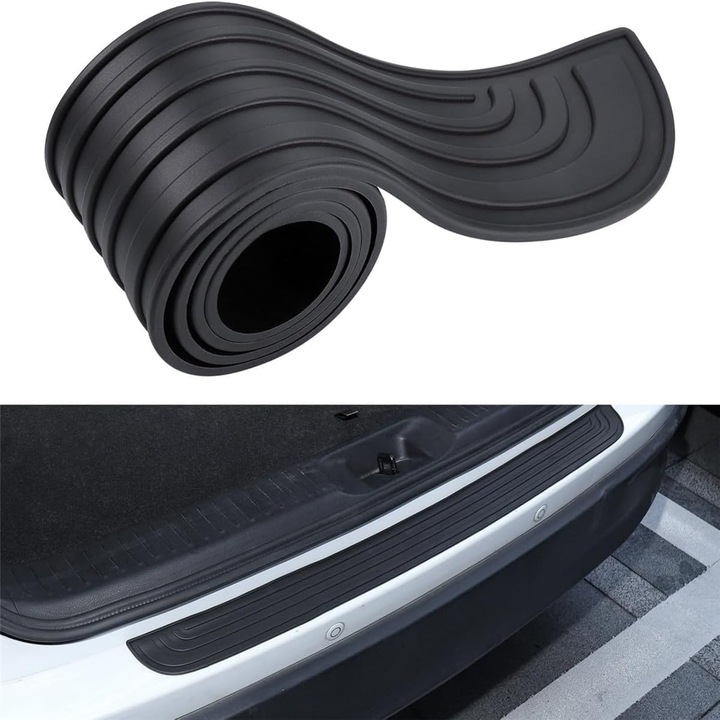 Protectie bara de protectie, protectie prag portbagaj, autocolant usa auto, 90 cm x 7 cm - Negru