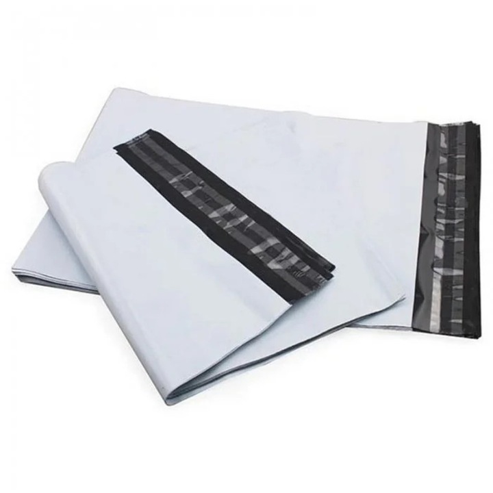 Set 50 Buc Pungi Curierat INATECH ® 450 x 550 + 50 mm, 50 microni, Autoadezive, Alb/Negru