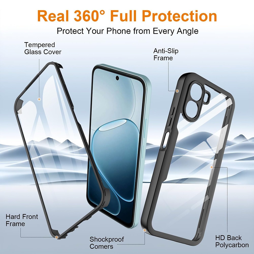 Set 360: Husa cu folie integrata pentru Oppo A6x / A6k 4G Protectie 360 fata / spate - negru
