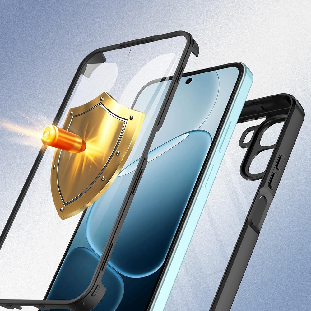 Set 360: Husa cu folie integrata pentru Oppo A6x / A6k 4G Protectie 360 fata / spate - negru