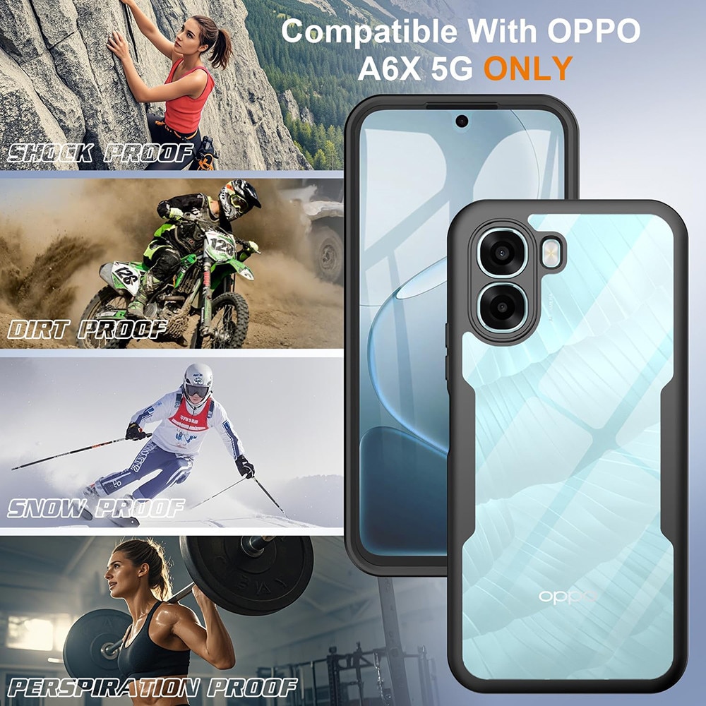 Set 360: Husa cu folie integrata pentru Oppo A6x / A6k 4G Protectie 360 fata / spate - negru