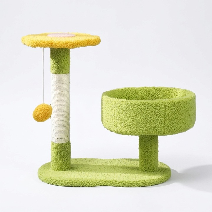 Ansamblu de catarat pentru pisici confortabil & copac pentru pisici – plus tip teddy, stalpi de zgariat din sisal, culcus confortabil, design compact pentru economisirea spatiului, 40X30X35cm