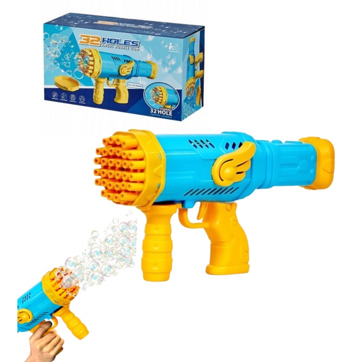 Pistol cu bule, jucărie pentru copii, plastic, design ergonomic, exterior, multicolor