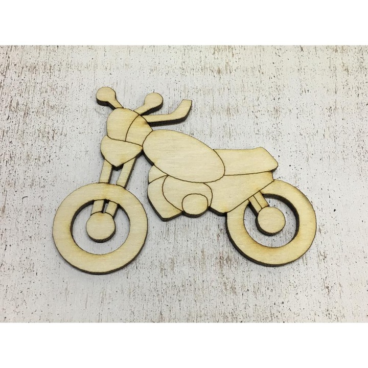 Natúr fa - Motorbicikli 9,5cm – festéshez és dekorációhoz