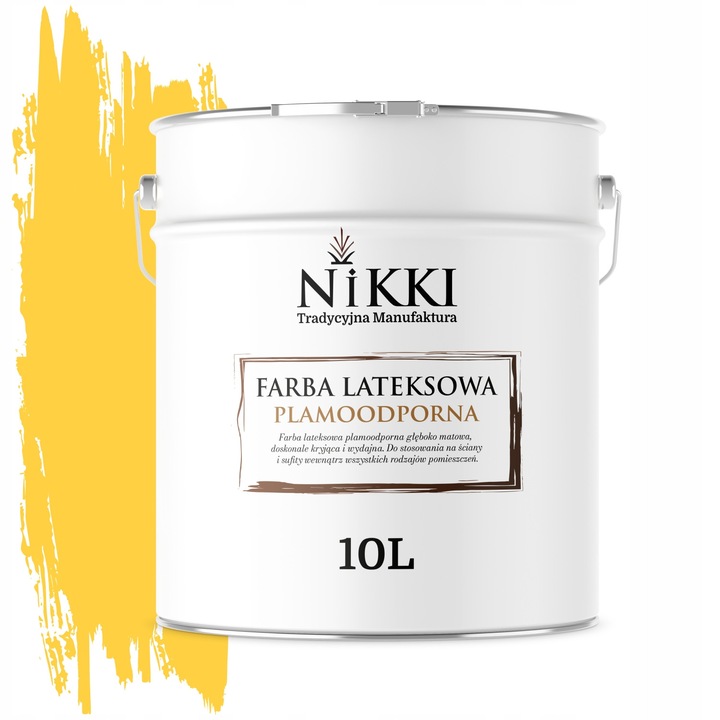 Vopsea latex rezistenta la pete NIKKI Tradycyjna Manufaktura H7064, mat profund, acoperire garantata in 2 straturi, auriu, 10L