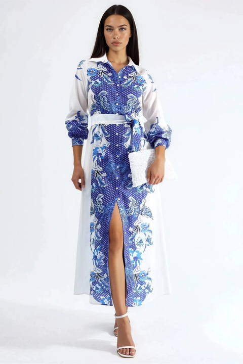 Rochie Midi, MSN Collection, Floral, Multicolor, cu cordon, poliester/lycra