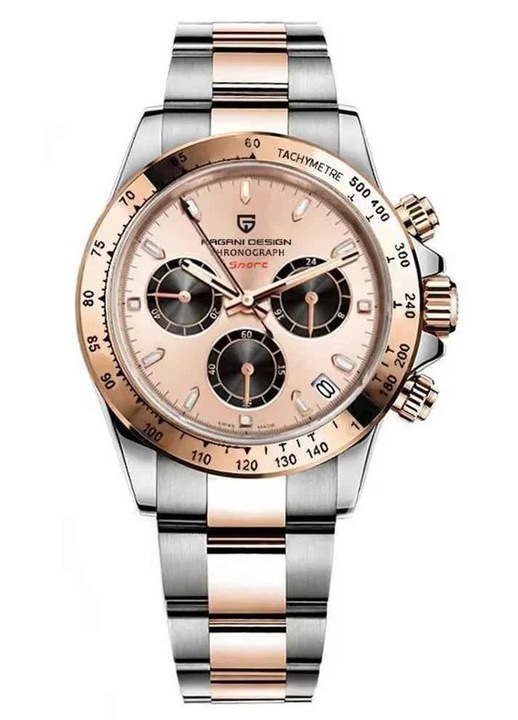 Мъжки часовник Pagani Design PD-1644, хронограф, 40 mm, шампанско циферблат