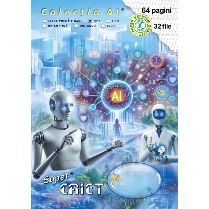 Caiet A5, Tip 1, 32 file, hartie 80 g, Colectia AI