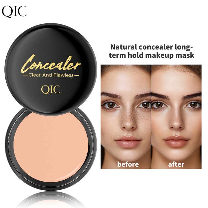 Corector ochi QIC, cremă, acoperire completă, rezistent la apă, ton natural, 15ml