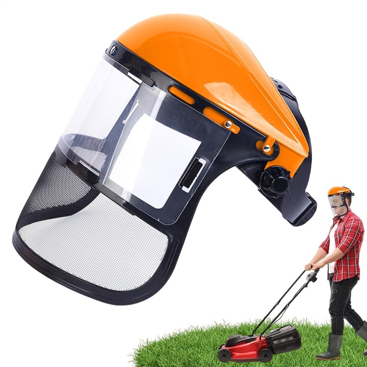 Viziera de protectie pentru fata cu plasa, Casca de siguranta reutilizabila, Casca de protectie pentru drujbe, Viziere pentru masini de tuns iarba si motocoase