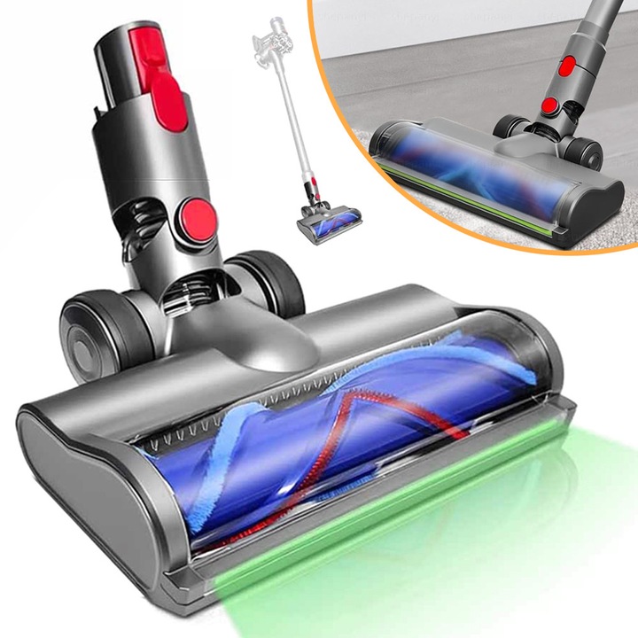 Perie Turbo Pentru Aspirator Dyson V7 V8 V10 V11 V15, Cap De Perie De Schimb, Perie De Aspirator, Cap De Schimb Pentru Aspirator, Cu Led, 25, 5x11, 5cm, Ideal Pentru Podele Dure