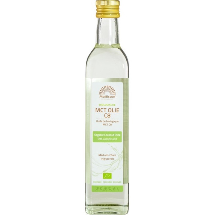 Ulei MCT C8 Mattisson pur pentru energie rapida si metabolism transparent 250ml