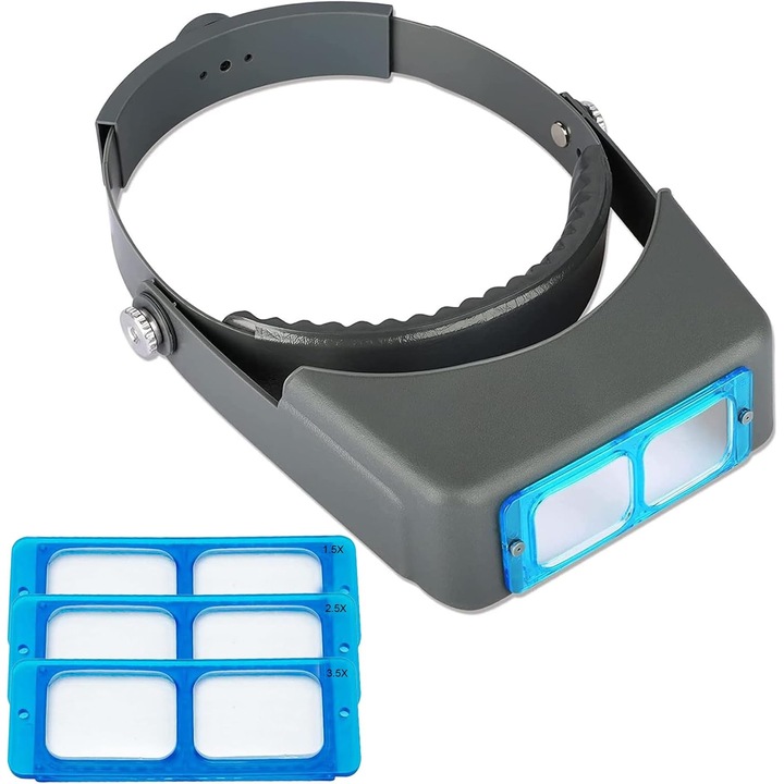 Lupa profesionala cu cap dublu - Lupa pentru bijuterii - Vizier de citit - Lupa binoculara din sticla optica cu marire de 1, 5x, 2x, 2, 5x si 3, 5x pentru reparatii si mestesuguri