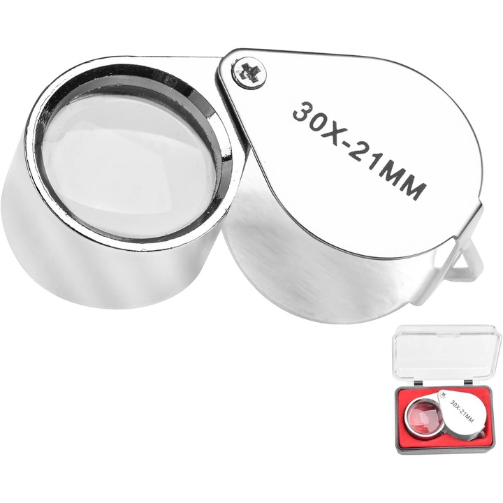 Lupa de bijutier cu marire 30x si cutie pentru citit, carti, ziare, insecte, hobby-uri (30X)