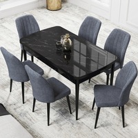 Set Masa Extensibila Neagra cu 6 scaune Eva Modella Gri