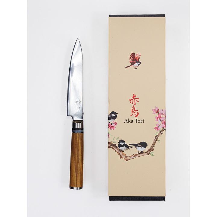 Универсален нож Aka Tori от дамаска стомана 5" – Kyoto Olive