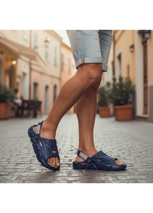 Papuci cu bareta YLE-13gri/bleumarin 125391, Gri