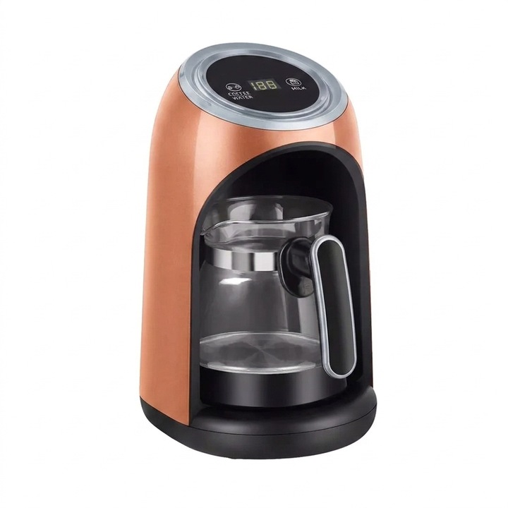 Espressor turcesc 3 in 1 NEXTLY, functii de fierbere apa si incalzire lapte, capacitate 1-4 cesti, 300ml, 600W, 26x17cm, roz-piersica