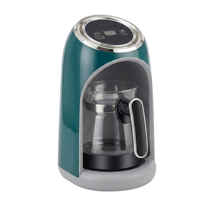 Espressor turcesc 3 in 1 NEXTLY, functii de fierbere apa si incalzire lapte, capacitate 1-4 cesti, 300ml, 600W, 26x17cm, verde