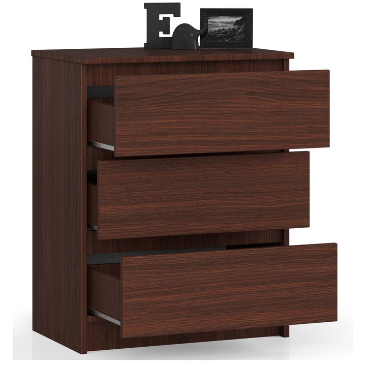 Komód Akord K60, 3 fiókos, wenge, 60x77x40 cm