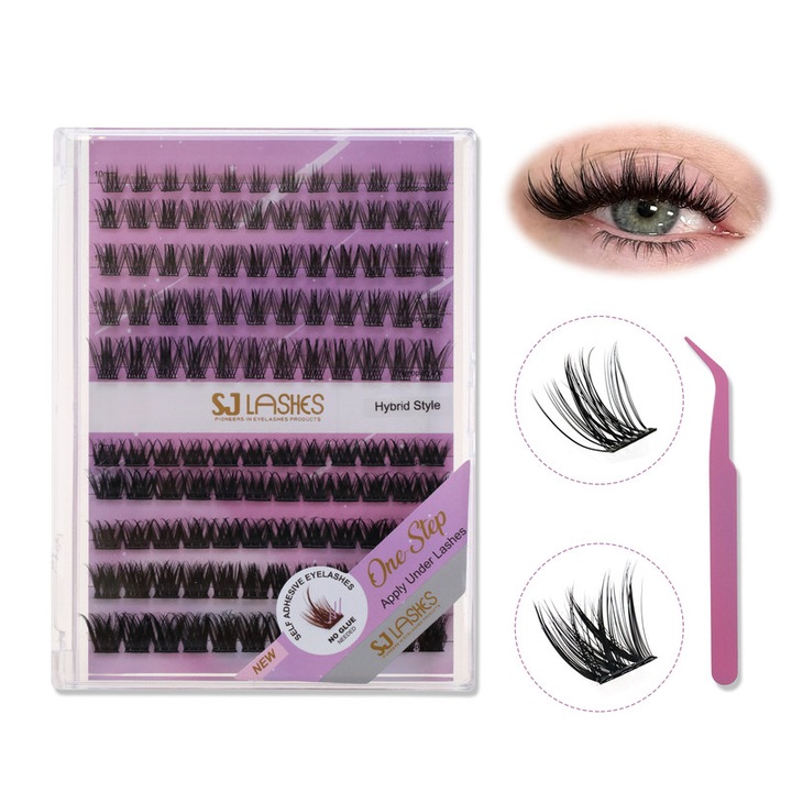 Gene false autoadezive in segmente, stil Hybrid, fara lipici, aplicare sub gene SJLASHESSHOP