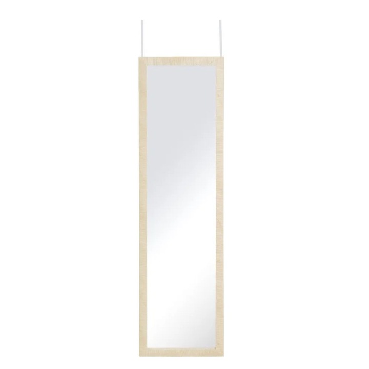 HowHomely akasztós tükör ajtóra vagy falra, tömör kerettel 35x15 mm, bézs/fehér, 126 cm