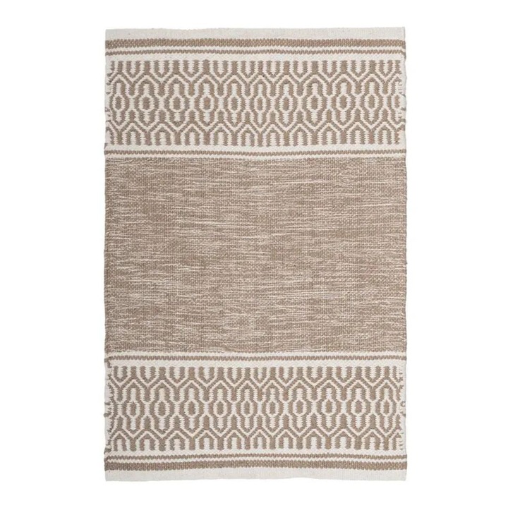 Covor bumbac HowHomely 60x90cm bej ecru moale durabil