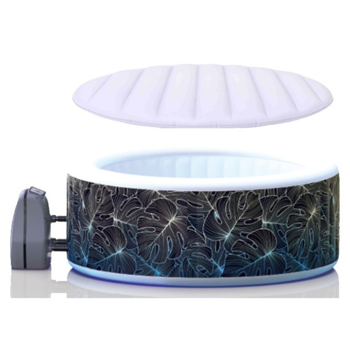 Avenli Aurora felfújható jakuzzi levélmintás fehér LED világítással 204x70cm