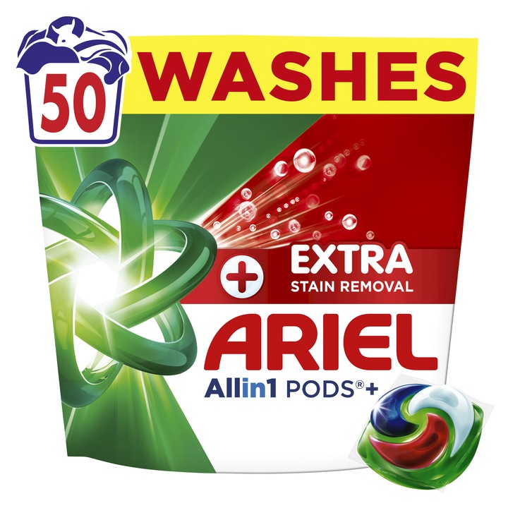 Detergent de rufe capsule Ariel Allin1 PODS® Extra Stain Removal, 50 spalari