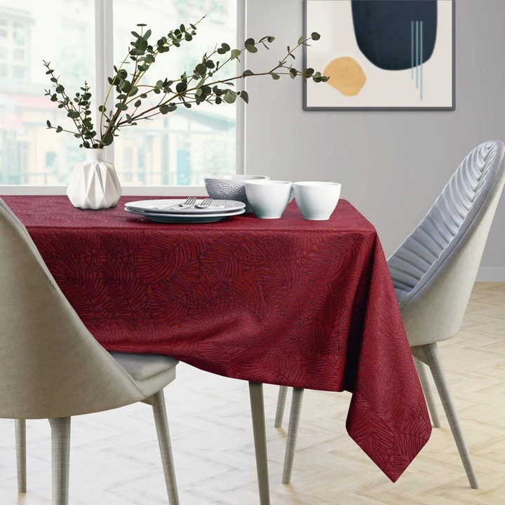 Bordó asztalterítő 140x180cm, egyszerű design, alkalmas étkezőbe vagy konyhába