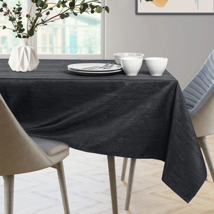 Asztalterítő szett fekete 115x300cm + futó 35x300cm, textil