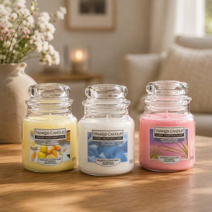 Set 3 lumanari parfumate Fresh Mornings, Yankee Candle